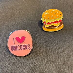 Hamburger & I Love Unicorns Backpack Pins